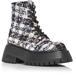 NWOT Aqua Sarge Navy Tweed Lace-Up Platform Ankle Boots